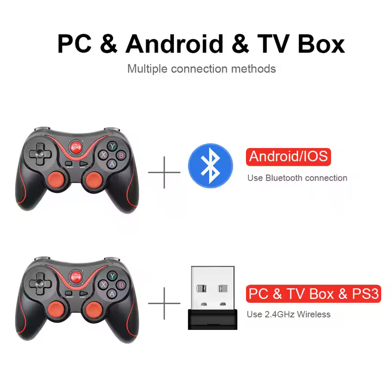 Bilişim Burada X3 Bluetooth Kablosuz Oyun Kolu Gamepad Telefon Tutucu Stand Bluetooth Joystick Gamepad Tv Box Android Tv,ps3,ps4,ios -pc,